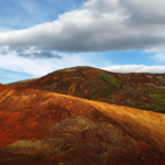 Red ash hills in Iceland